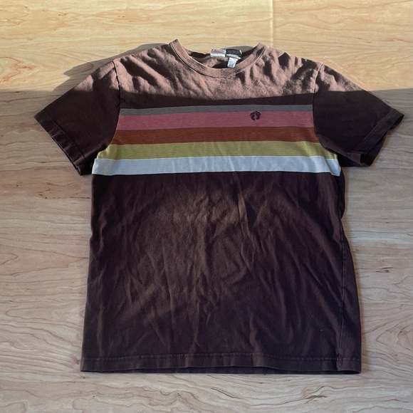 Vintage 👣 Hang Ten Tee Brown & Rainbow Men’s Medium - Picture 2 of 6